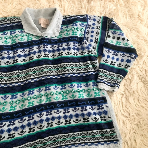 Jimmy Garcia | Vintage Knit Sweater Large Gray Blue Green Oversized - Picture 11 of 16